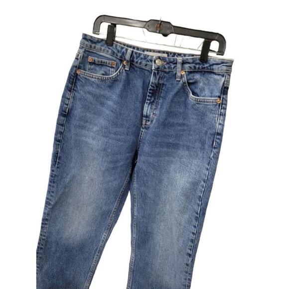 TOPSHOP Women's‎ Straight Leg Jeans Size 32 Raw Hem High Rise - Picture 3 of 9